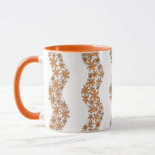 Daisy Chain Wiggly Flower Stripes orange Mug