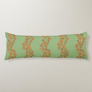 Daisy Chain Wiggly Flower Stripes orange on green Body Cushion