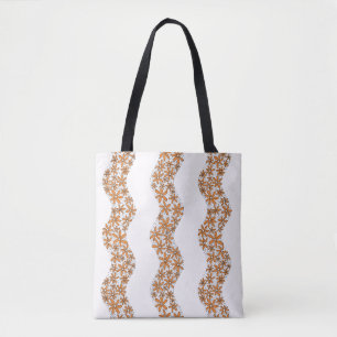 Daisy Chain Wiggly Flower Stripes orange Tote Bag