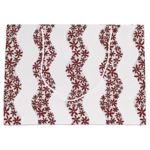 Daisy Chain Wiggly Flower Stripes red Large Gift Bag