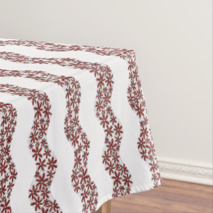 Daisy Chain Wiggly Flower Stripes red Tablecloth