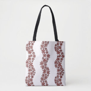 Daisy Chain Wiggly Flower Stripes red Tote Bag