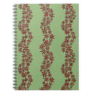 Daisy Chain Wiggly Flower Stripes white on green Notebook