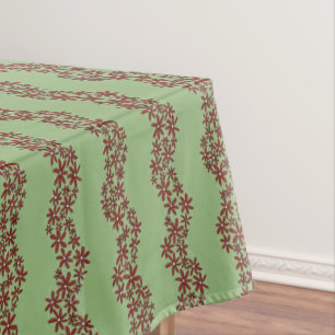 Daisy Chain Wiggly Flower Stripes white on green Tablecloth