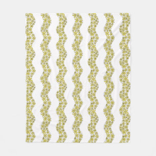 Daisy Chain Wiggly Flower Stripes yellow Fleece Blanket