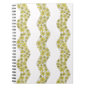 Daisy Chain Wiggly Flower Stripes yellow Notebook