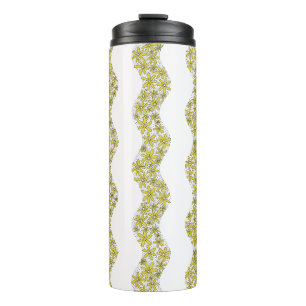 Daisy Chain Wiggly Flower Stripes yellow Thermal Tumbler