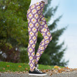Daisy chains flower art pattern leggings<br><div class="desc">Floral daisy chain flowers patterned leggings on a purple background or you can change the colour to your own background colour choice if required. Original flower art and design by www.mylittleeden.com on zazzle.</div>