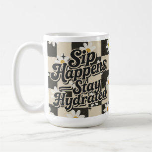 Daisy Checkered Hydration Humor Coffee Mug