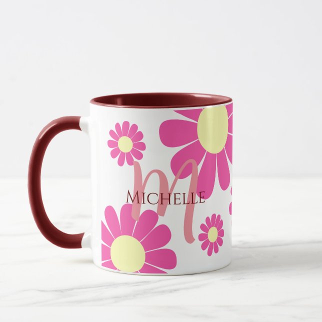 Daisy Cherry Monogram Mug (Left)