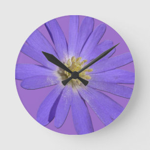 Daisy Clock Purple Daisies Blue Flower Wall Clock
