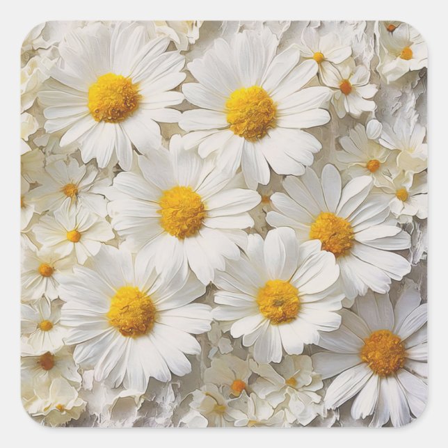Daisy Collection On Distressed Paper Square Sticker (Front)