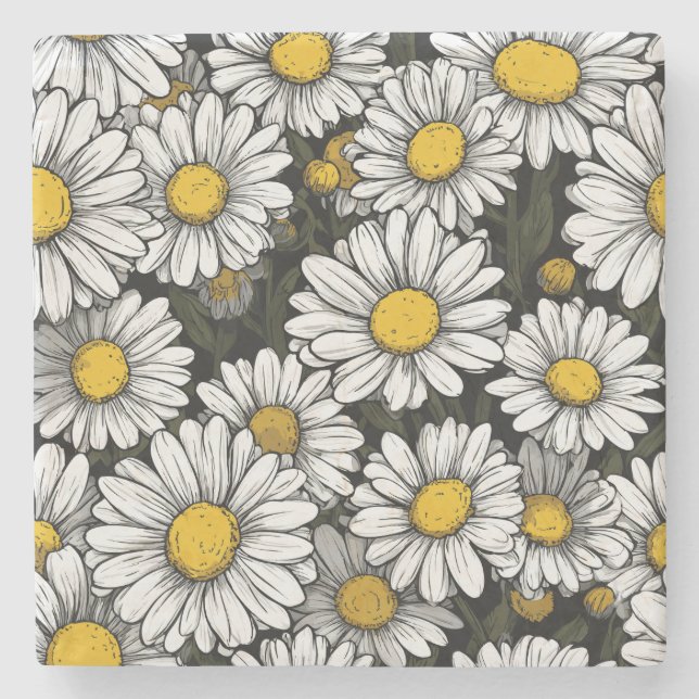Daisy Comic Style Stone Coaster (Front)