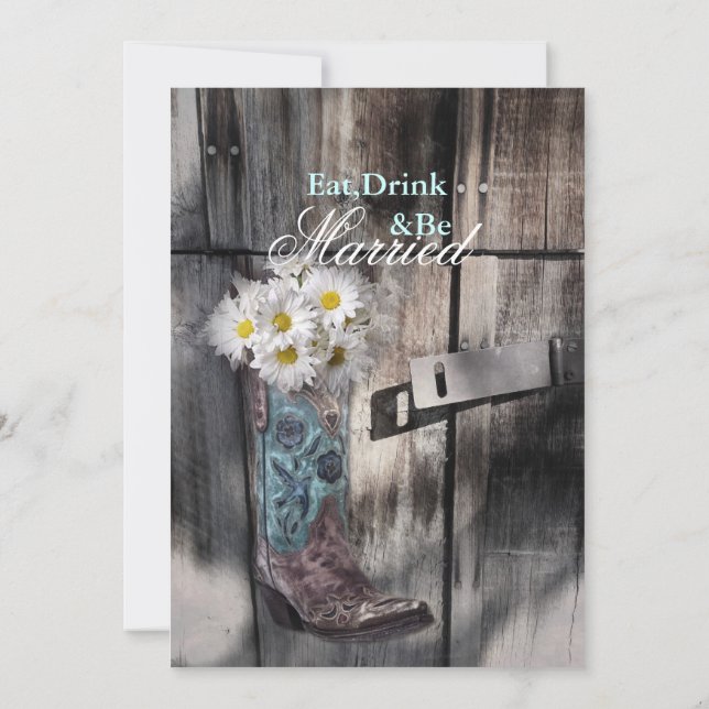 daisy country cowboy wedding rehearsal dinner invitation (Back)