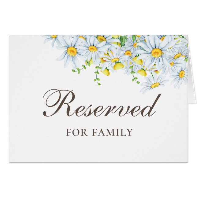 Daisy. Country floral script wedding reserved sign (Front Horizontal)