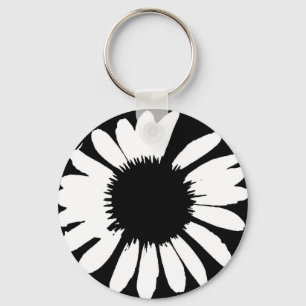 Daisy Crazy - Black & White Daisy Key Ring