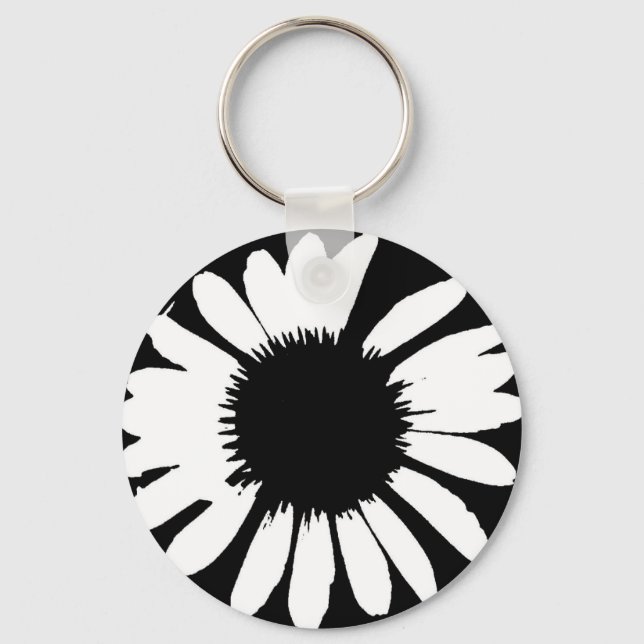 Daisy Crazy - Black & White Daisy Key Ring (Front)