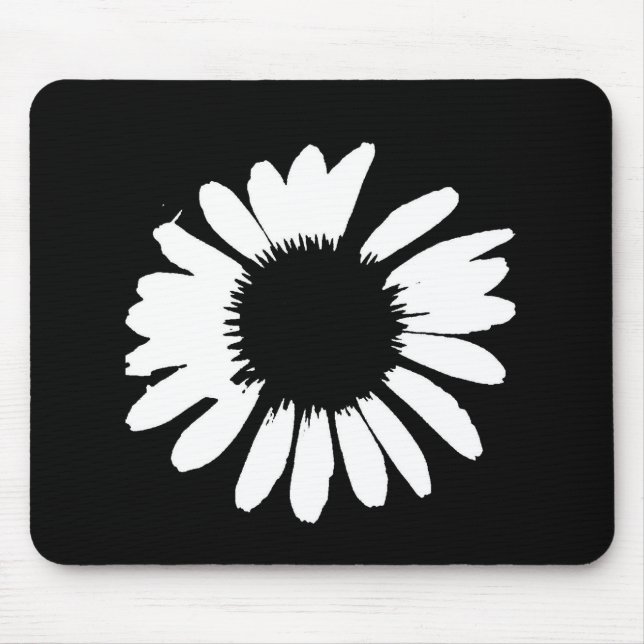 "Daisy Crazy" - Black & White Daisy Mouse Mat (Front)