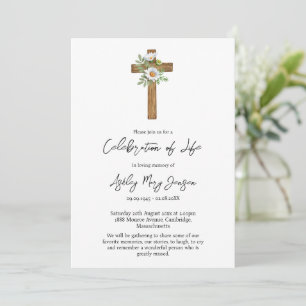 Daisy Cross Celebration of Life Funeral Invitation