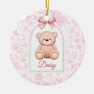 Daisy   Custom Pink Teddy Bear Nursery Design  Ceramic Tree Decoration