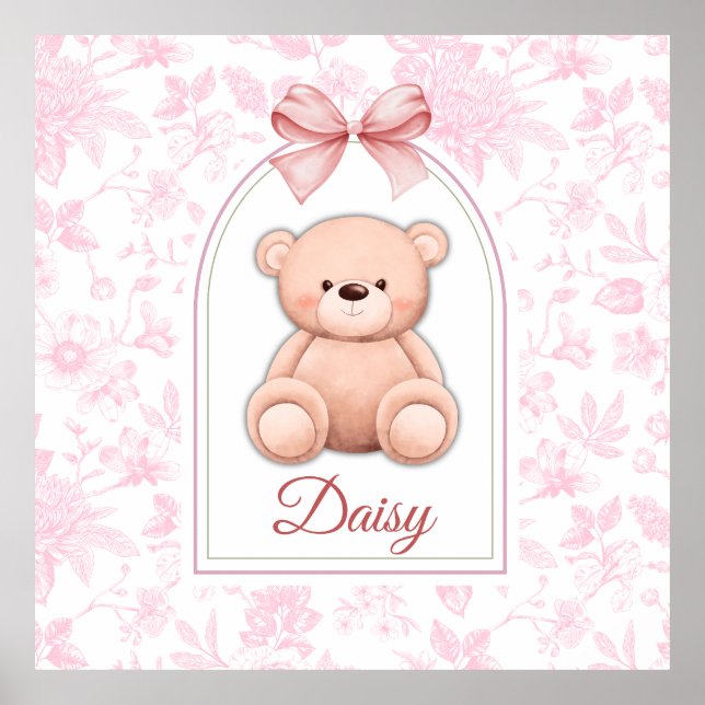 Daisy | Custom Pink Teddy Bear Nursery Design  Poster (Front)