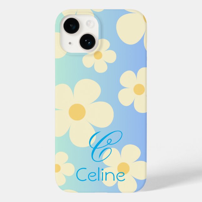 daisy Cute floral  orange blue  Personalised    Case-Mate iPhone Case (Back)