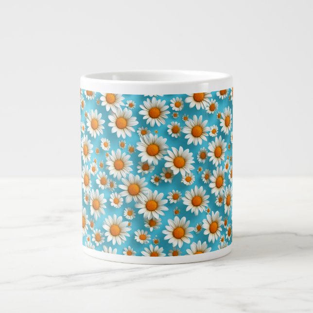 Daisy Cute White flowers Large Coffee Mug (Front)