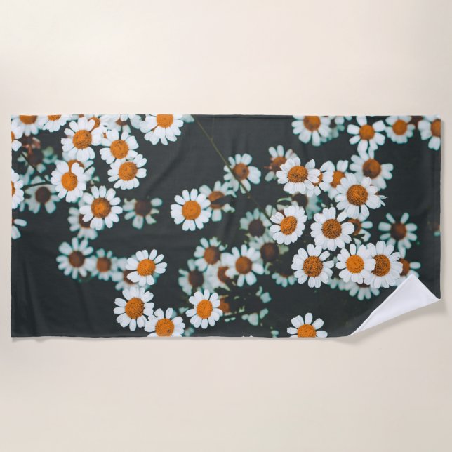 Daisy Daisies Floral Beach Towel (Front)