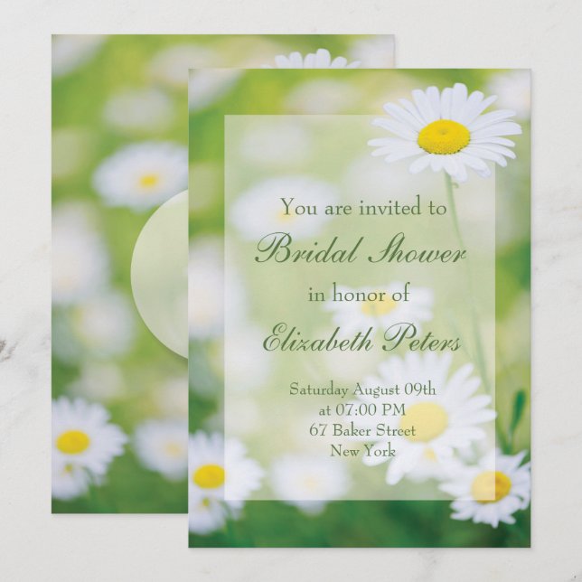 Daisy Daisies Flower Floral Summer Bridal Shower Invitation (Front/Back)