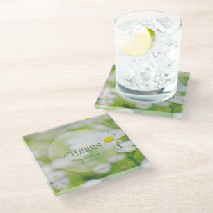 Daisy Daisies Flower Floral Summer Wedding Cheers Glass Coaster
