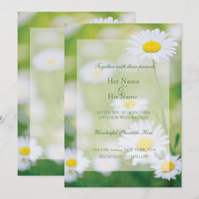 Daisy Daisies Flower Floral Summer Wedding Invitation (Front/Back)