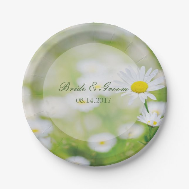 Daisy Daisies Flower Floral Summer Wedding Paper Plate (Front)