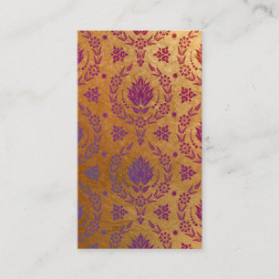 Daisy Damask, Brushed Metal in Rose Gold & Purple Business Card