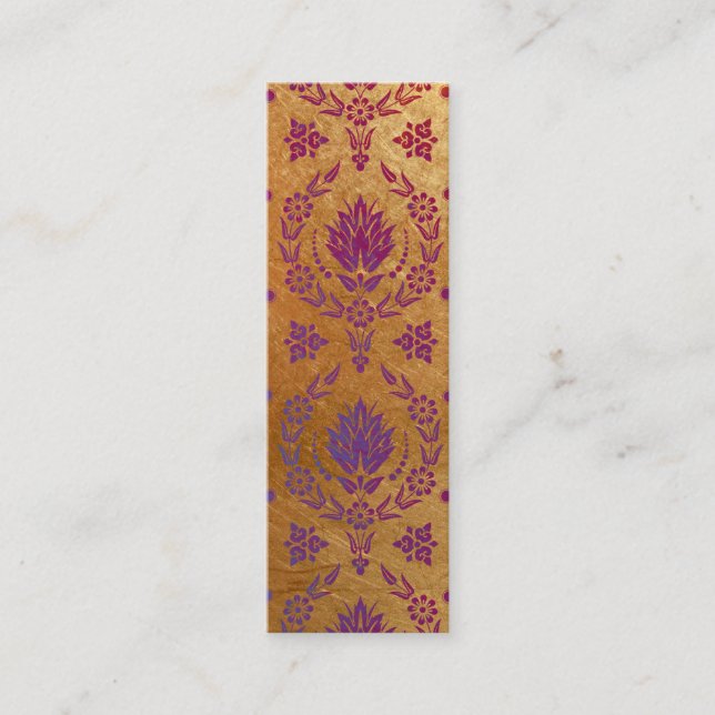 Daisy Damask, BRUSHED METAL Mini Business Card (Front)