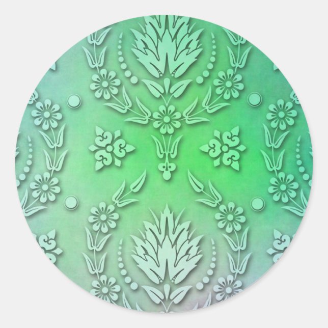 Daisy Damask, WATERCOLOR Classic Round Sticker (Front)
