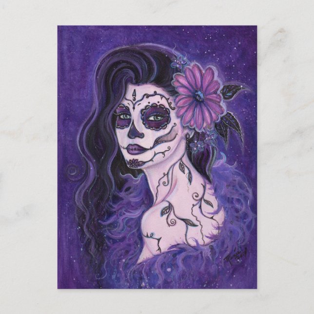 Daisy Day of the Dead glamour girl By Renee Postcard (Front)