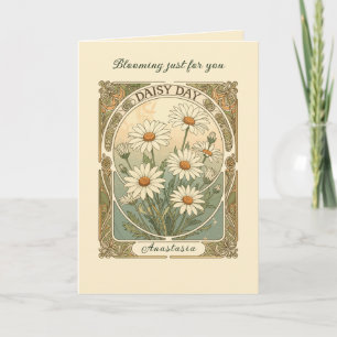 Daisy Day Whimsical Art Nouveau Style Card