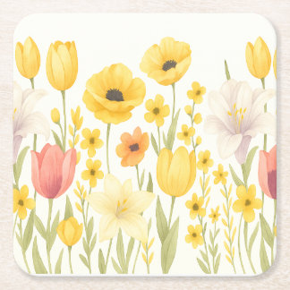 Daisy Daze Square Paper Coaster