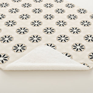 Daisy Delight Monochrome Blossom Sherpa Blanket