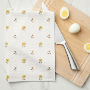 Daisy Delight Yellow Brown Tea Towel