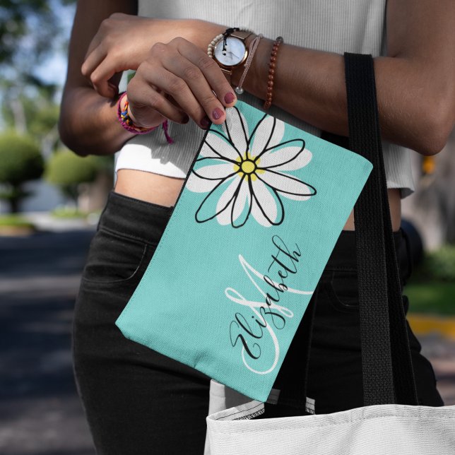 Daisy Doodle Flower Personalised  Monogram  Accessory Pouch (Creator Uploaded)