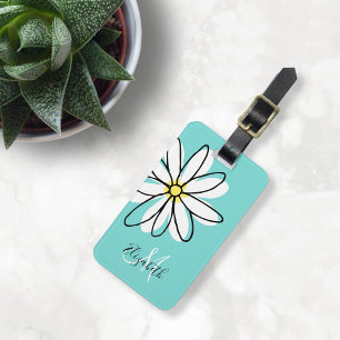 Daisy Doodle Flower Personalised  Monogram Luggage Luggage Tag