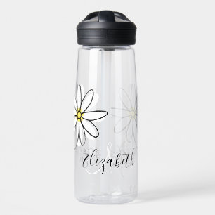 Daisy Doodle Flower Personalized  Monogram  Water Bottle