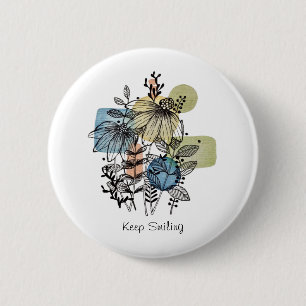 Daisy Doodle In Ink And Watercolor 6 Cm Round Badge