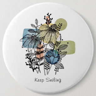 Daisy Doodle In Ink And Watercolor 6 Cm Round Badge