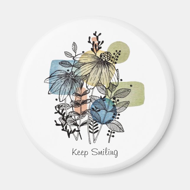 Daisy Doodle In Ink And Watercolor Magnet (Front)