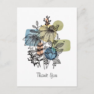 Daisy Doodle In Ink And Watercolor Postcard