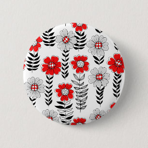 Daisy doodles in red and black 6 cm round badge