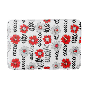 Daisy doodles in red and black bath mat