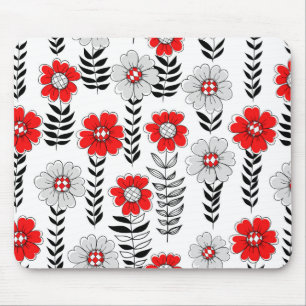 Daisy doodles in red and black mouse mat
